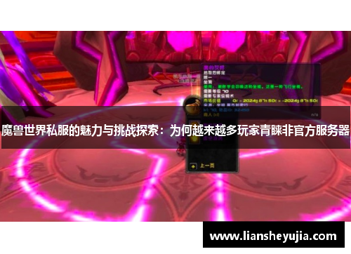 魔兽世界私服的魅力与挑战探索：为何越来越多玩家青睐非官方服务器